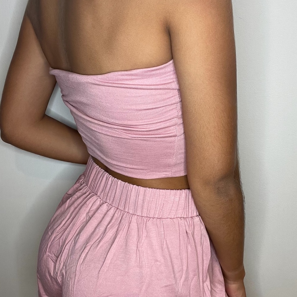 Pink strapless and short set small, medium, large